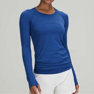 lululemon athletica Long Sleeve Athletic Tee in Royal Blue